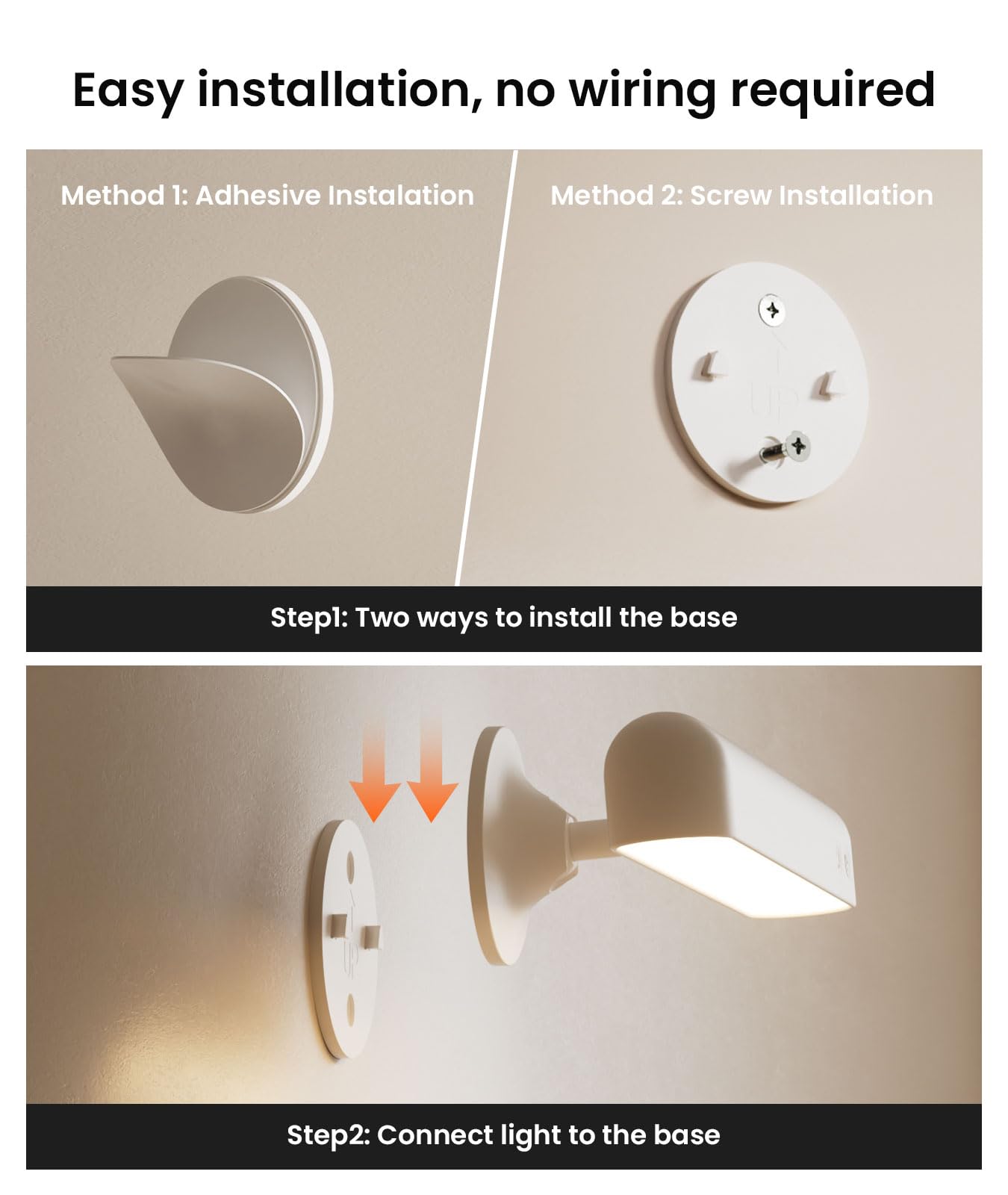 PopoIron Wall Sconce with 7500mAh Rechargeable Battery LED Wall Light for Bedroom with Remote Control, 3 Colors Wireless Wall Lamp 360° Rotation Dimmable Brightness with 15 RGB Colors,Black,1 Pack