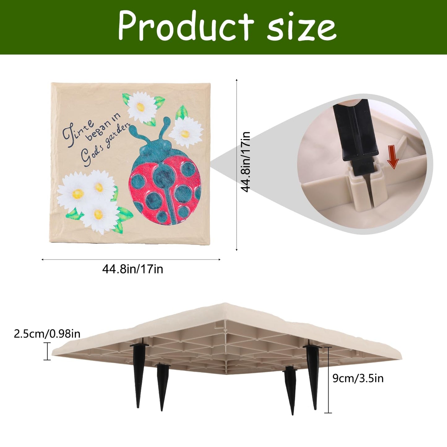 4Pcs Large Stepping Stones Outdoor Garden Walkway, Durable Plastic Pavers for Patio, Pathway, and Landscaping, Weatherproof Stepping Stones with Ground Stakes for Easy Installation