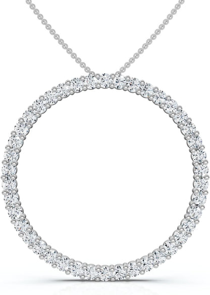 Pompeii 1 Ct Real Diamond Circle Of Life Eternity Round Pendant 14K White or Yellow Gold