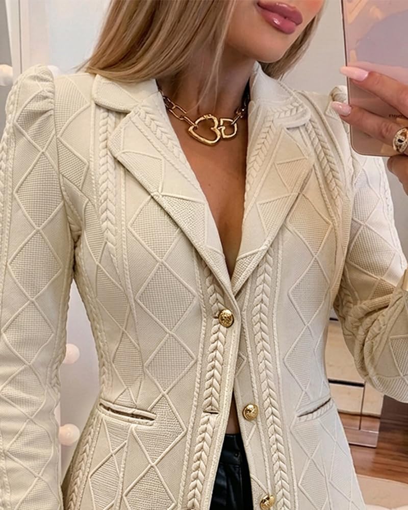 CHICME Women's Argyle Knit Blazer