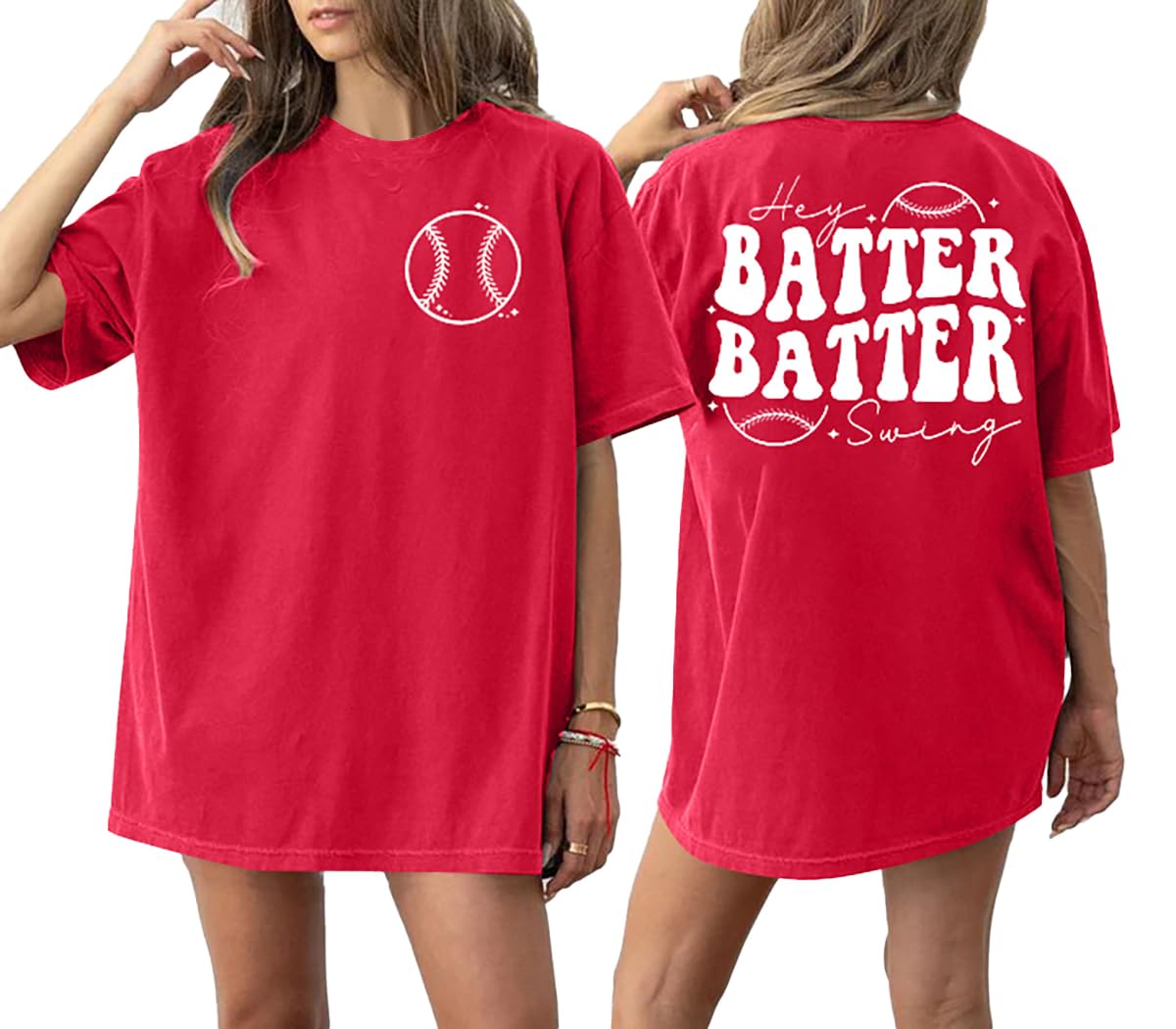 Baseball Shirts Women Oversized: Baseball Mom Tshirt Hey Batter Batter Swing Graphic Tee Ballparks Tops