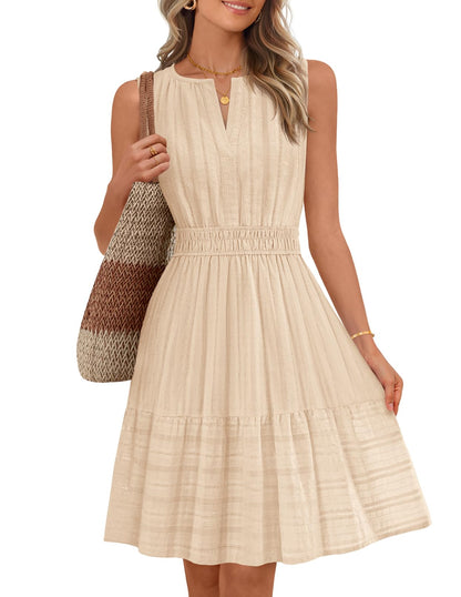 MEROKEETY Womens Summer Casual Beach Vacation Sleeveless Mini Sundress