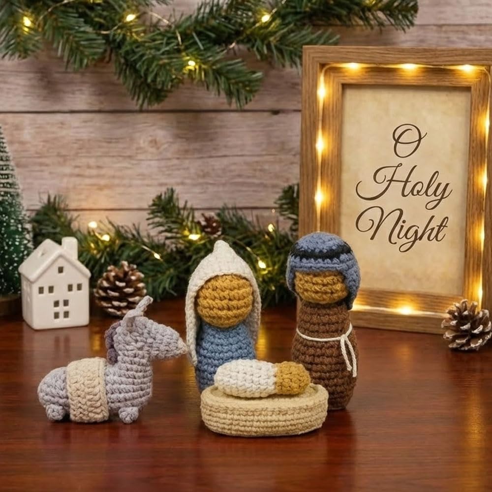 OASSIE Christmas Tree Crochet - Xmas Stocking Stuffers Gifts for Women Men | Christmas Tree Decorations, Christmas Crochet Gifts for Friends/Family/Coworkers, Emotional Support Message, Handmade