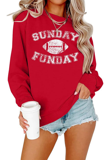 FLOYU Women Sunday Funday Sweatshirt Cute Football Graphic Pullover Game Day Weekend Tops Casual Football Season Shirt