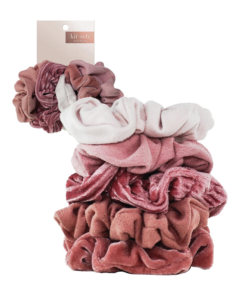 Kitsch Ultra-Petite Satin Scrunchies for Women - Cherry Blossom, 5pcs