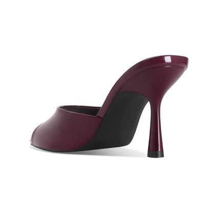High Heel Mules - Pointed Open Toe Slip On