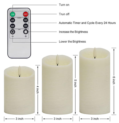 ANGELLOONG Gold Candles for Bathroom Decor, Glass Flameless Candles with Remote, Battery Operated LED Pillar Fake Candles with Timer for Christmas Home Fireplace Mantle Fall Decor