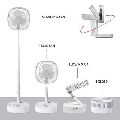 Magesh Portable Pedestal Fan - Foldaway Standing Fan Foldable Desk Fan, Use 7200Mah Rechargeable Battery, Remote Control Telescopic 4 Speed Quiet Timer Fan for Home Kitchen Outdoor Camping (Pink)