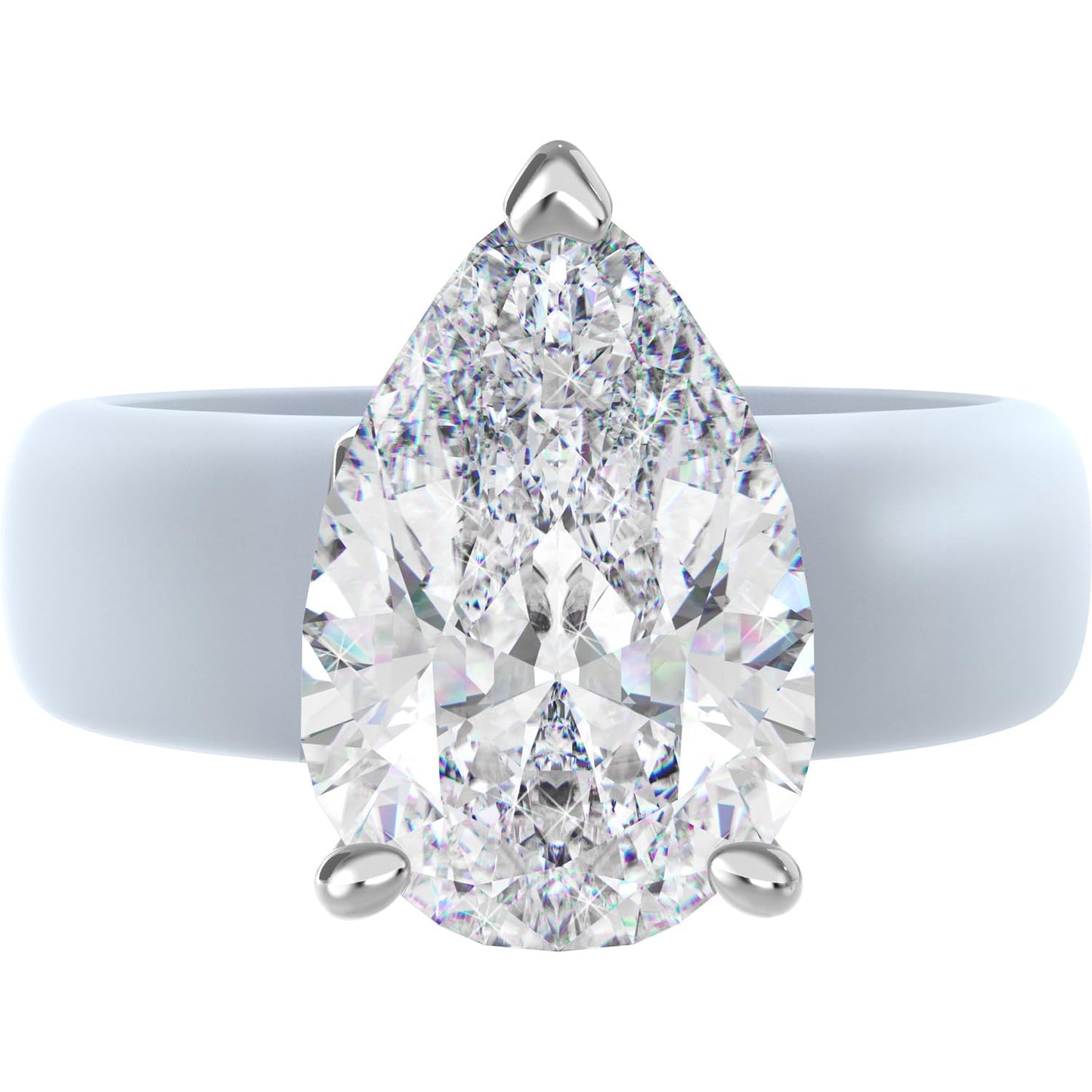 Rinfit Silicone Ring with Stone - Pear Cut Cubic Zirconia Solitaire Engagement Ring for Women - Rubber Wedding Bands - Patent Pending
