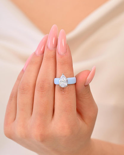Rinfit Silicone Ring with Stone - Pear Cut Cubic Zirconia Solitaire Engagement Ring for Women - Rubber Wedding Bands - Patent Pending