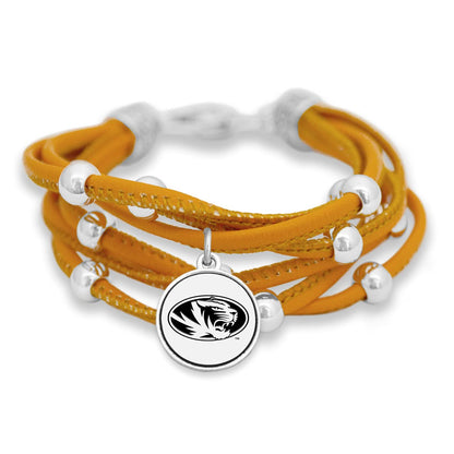 FTH Leather Cord Bracelet Silver Beads 7.5 Inch Officially Licensed