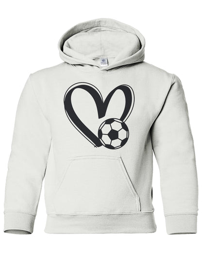 Threadrock Kids Soccer Love Heart Youth Pullover Hoodie Sweatshirt