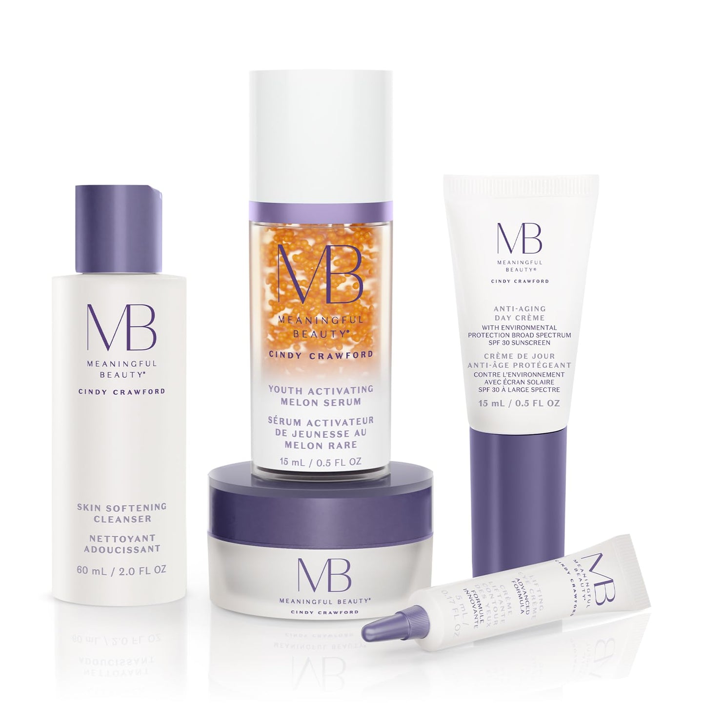 Meaningful Beauty Essentials Skincare System Advanced Formula Starter Kit, with Melon Super Antioxidants, Includes Youth Activating Melon Serum, Day Creme & Eye Cream for Younger-Looking Skin