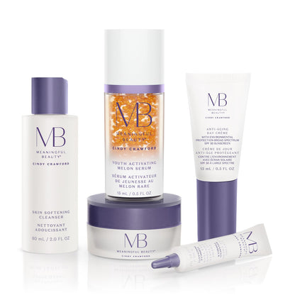 Meaningful Beauty Essentials Skincare System Advanced Formula Starter Kit, with Melon Super Antioxidants, Includes Youth Activating Melon Serum, Day Creme & Eye Cream for Younger-Looking Skin