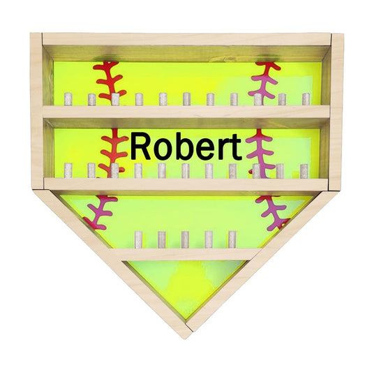 Personalized Wooden Baseball Display Holder - Custom Name Balls, Championship Ring, Wall Mount, Father's Day, Birthday (Black)