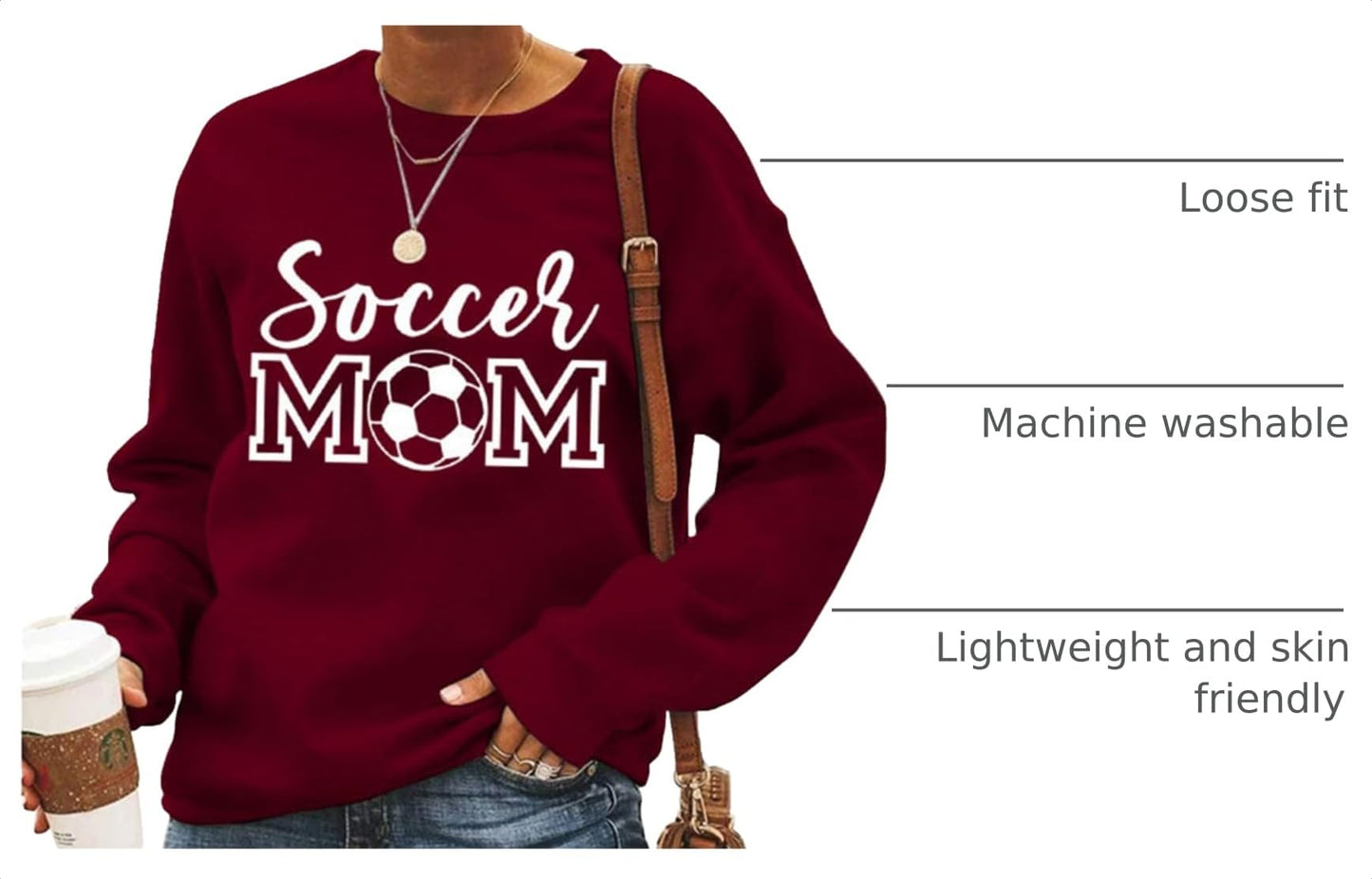 Womens Soccer Mom Sweatshirt Soccer Graphic Shirts Football Outfits