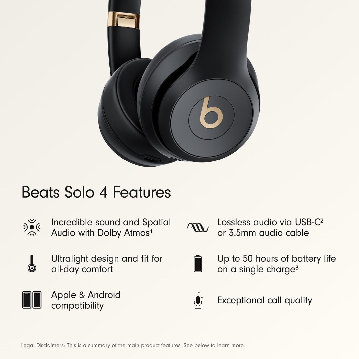 Beats Solo 4 - Wireless On-Ear Bluetooth Headphones, Up to 50-Hour Battery Life, Ultra-Lightweight Comfort, Powerful and Balanced Sound, Apple & Android Compatible - Amazon Exclusive Metallic Pink