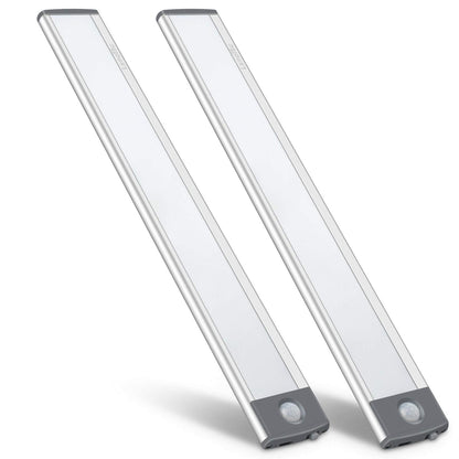 54-LED Motion Sensor Cabinet Light,Under Counter Closet Wireless USB Rechargeable Kitchen Night Lights,Battery Powered for Wardrobe,Cabinet,Cupboard（Warm Light）-2Pack
