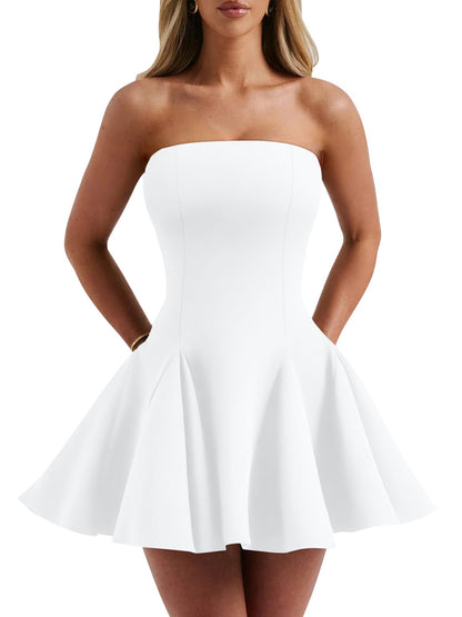 DAAWENXI Women's Strapless Mini Dress