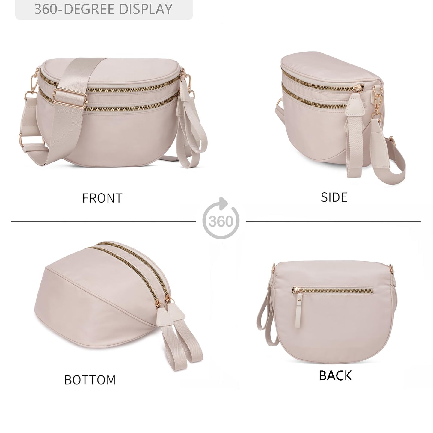 Pure Colour Crossbody Bum Bags for Women Spacious Checkered Cross body Bag Nylon Trendy Fanny Pack for Travel