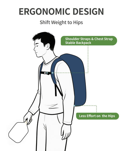 sportsnew Waterproof Pickleball Bag Men Women W/Shoe Compartment Fence Hook