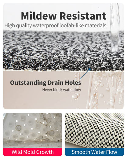 Non Slip Shower Mat, Comfortable Bath mat for Textured Surface,Quick Drying Easy Cleaning Shower Floor Mat for Wet Area,Without Suction Cups Pink 24 x 24