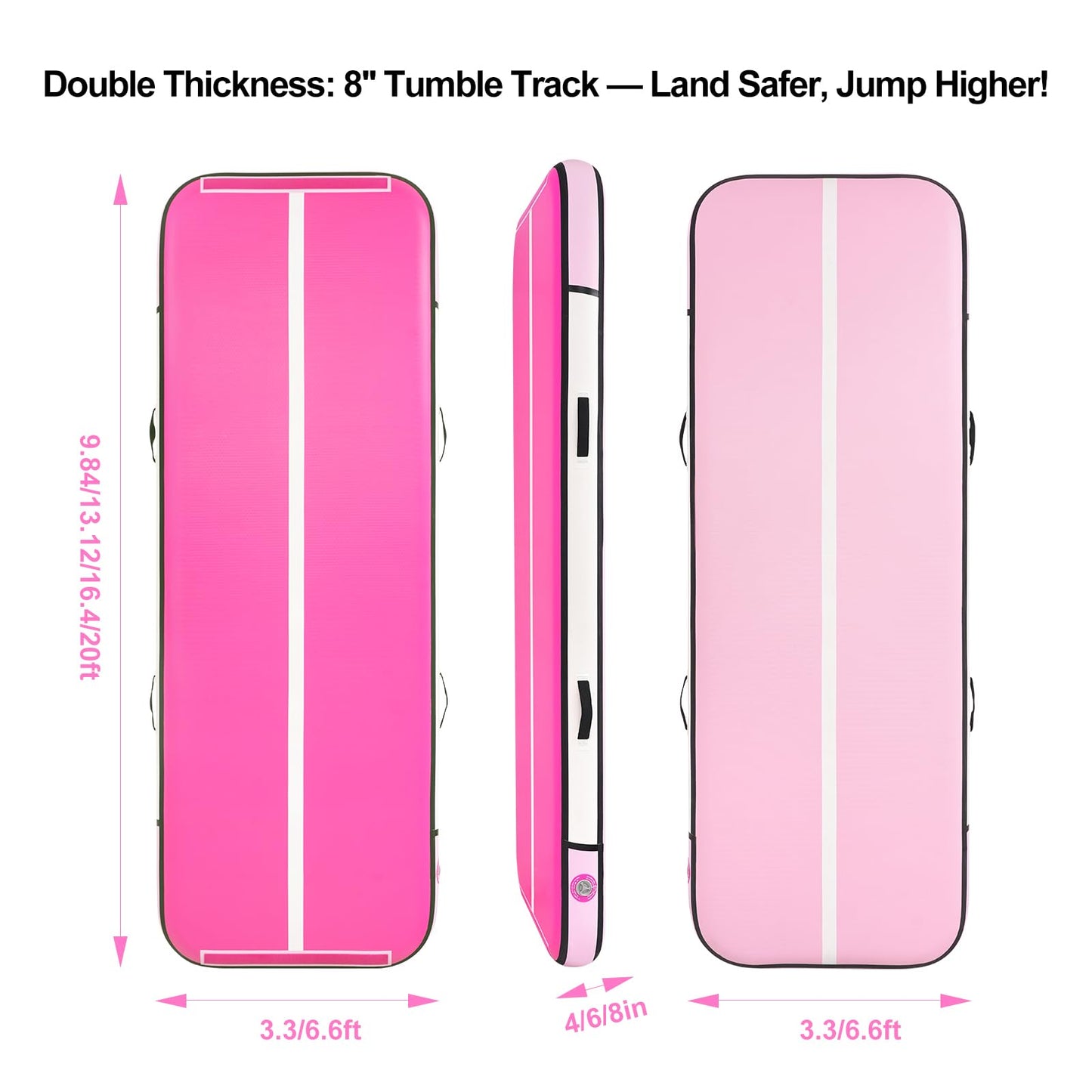 Tumble Track, Inflatable Tumbling Mat,Tumble Track Mats for Gymnastics, and Tumble Track with 4/6/8 Inches Thickness for Home, Training, Cheerleading, Yoga, Water with Pump