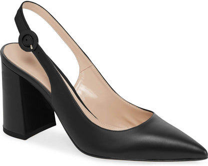 Womens Slingback Block Heels Pointed Closed Toe Work Dress Shoes
