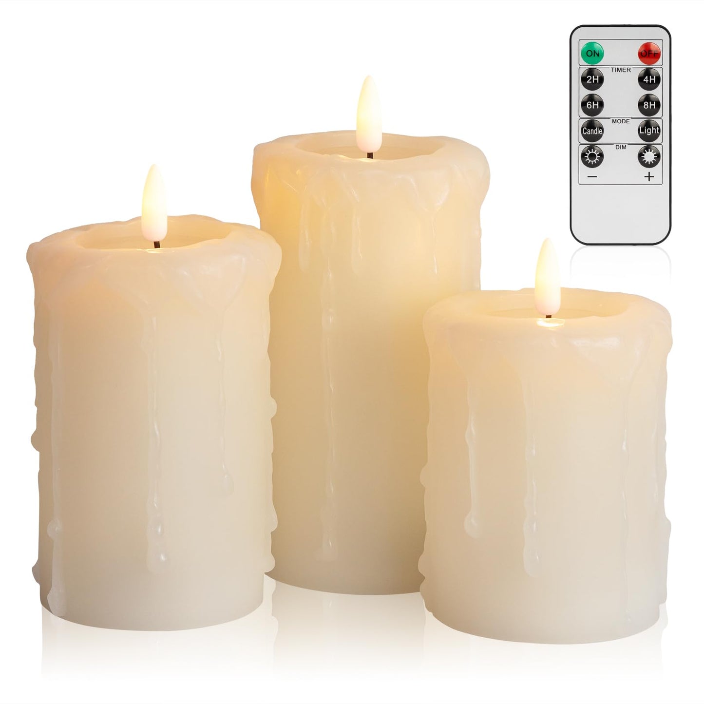 ANGELLOONG Gold Candles for Bathroom Decor, Glass Flameless Candles with Remote, Battery Operated LED Pillar Fake Candles with Timer for Christmas Home Fireplace Mantle Fall Decor