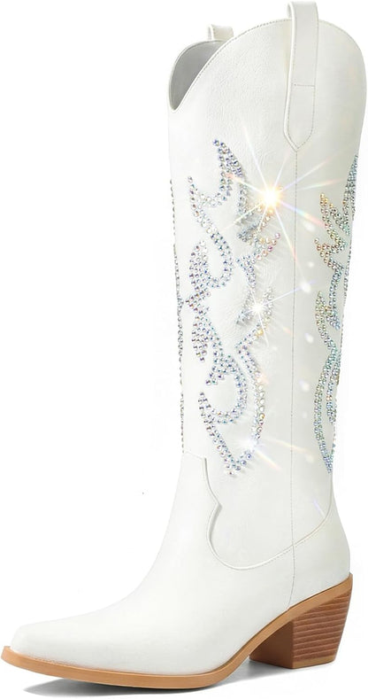 Western Knee High Wide Calf Cowgirl Boots