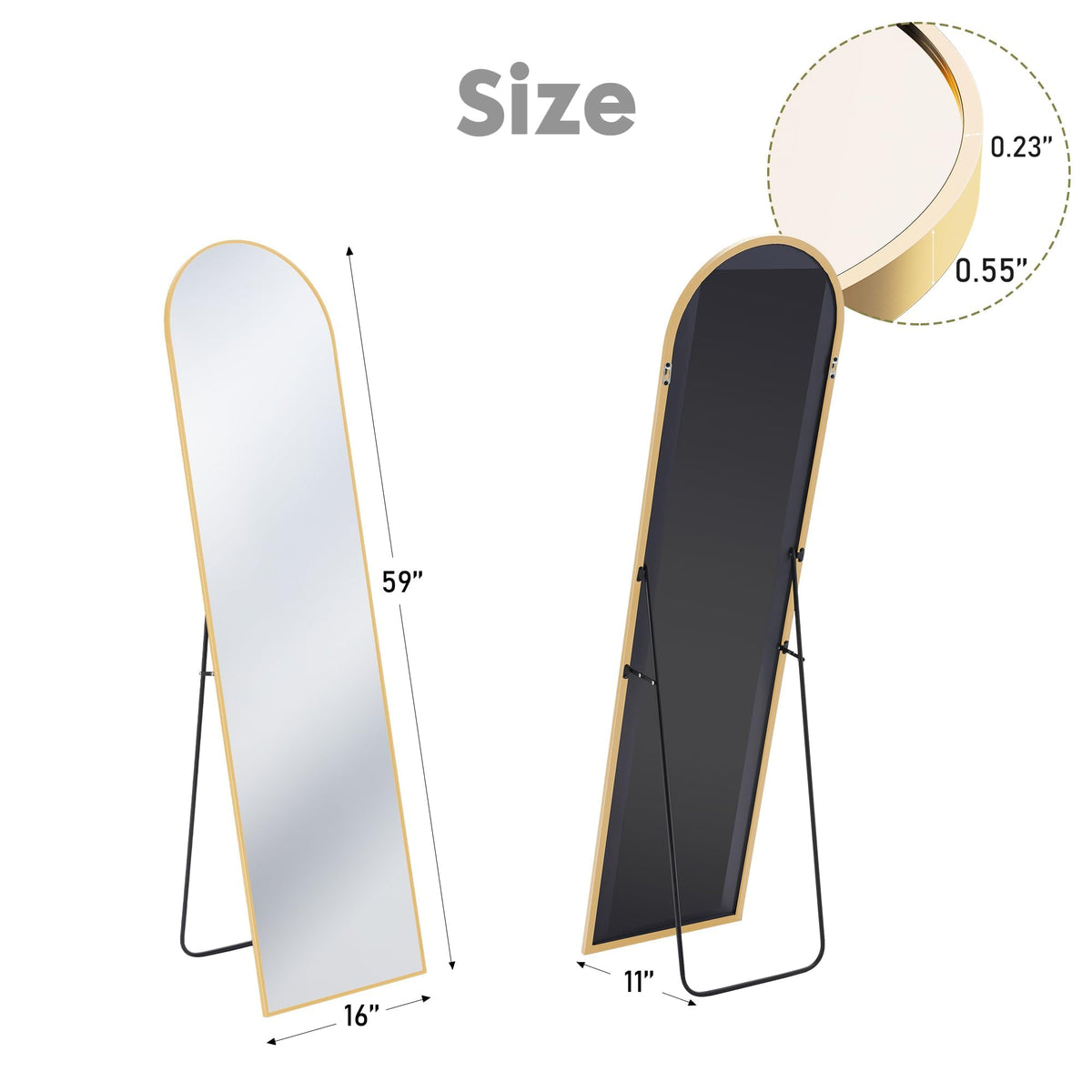 DUMOS 59"x16" Arched Full Length Mirror with Stand