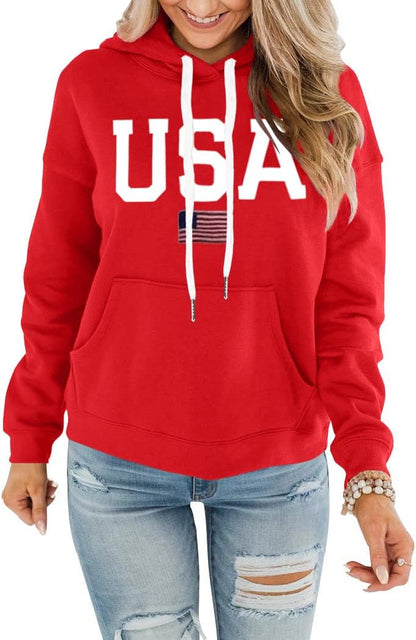 REVETRO Womens Sweatshirt USA Flag
