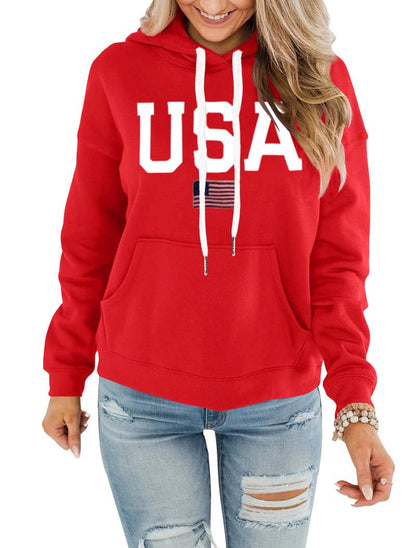 REVETRO Womens Sweatshirt USA Flag