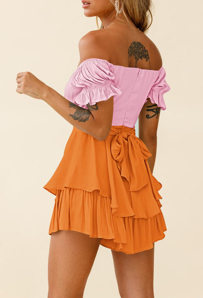 Fixmatti Women's Color Block Romper