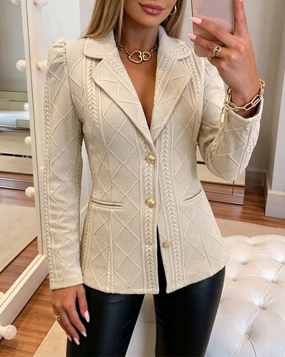 CHICME Women's Argyle Knit Blazer