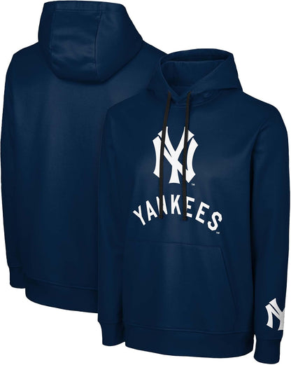 FOCO MLB Men's Official Cooperstown Primary Logo Wordmark Polyester Pullover Hoodie Sweatshirt