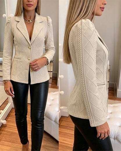 CHICME Women's Argyle Knit Blazer