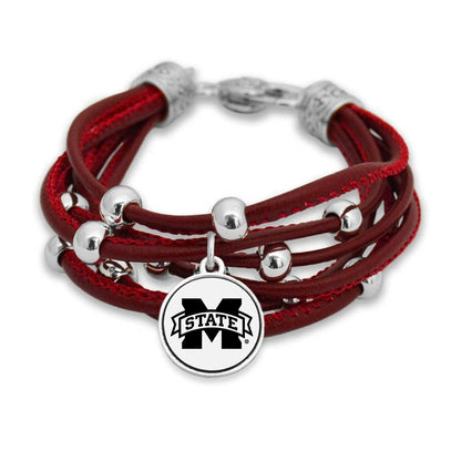 FTH Leather Cord Bracelet Silver Beads 7.5 Inch Officially Licensed