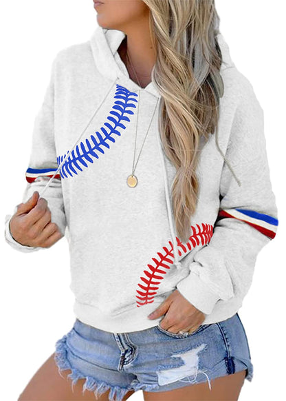 Womens Baseball Hoodie Casual Long Sleeve Baseball Mom Sweatshirt