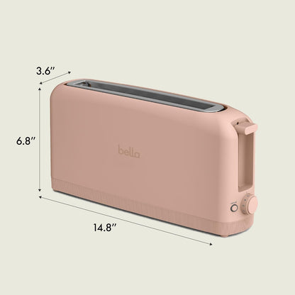 bella 2 Slice Slim Toaster, Fits-anywhere™ Kitchenware, 6 Setting Shade Control with Reheat & Cancel Buttons, Fits sourdough, 10” Long Slot, Anti Jam & Auto Shutoff, 900 Watt, Blossom