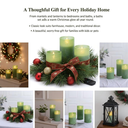 ANGELLOONG Gold Candles for Bathroom Decor, Glass Flameless Candles with Remote, Battery Operated LED Pillar Fake Candles with Timer for Christmas Home Fireplace Mantle Fall Decor