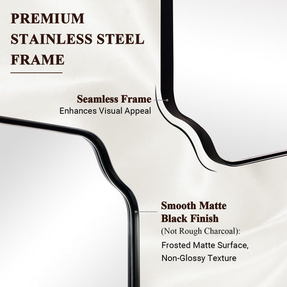 ANDY STAR Unique Rectangle Wall Mirror, 24"x32" Black Mirror, Modern Mirror with Aesthetic Scalloped Edge Design Ideal for Bathroom, Bedroom or Entryway, Thin Frame Deep 1’’