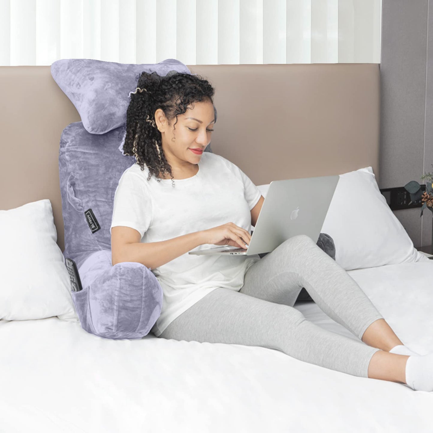 Reading Pillow-Extra Large 31" Bed Rest Pillow with Detachable Neck Roll & Arms for Sitting in Bed or Couch-Backrest Reading Pillow Adult Back Pillows for Reading,Watching TV,Gaming,Relaxing-Black