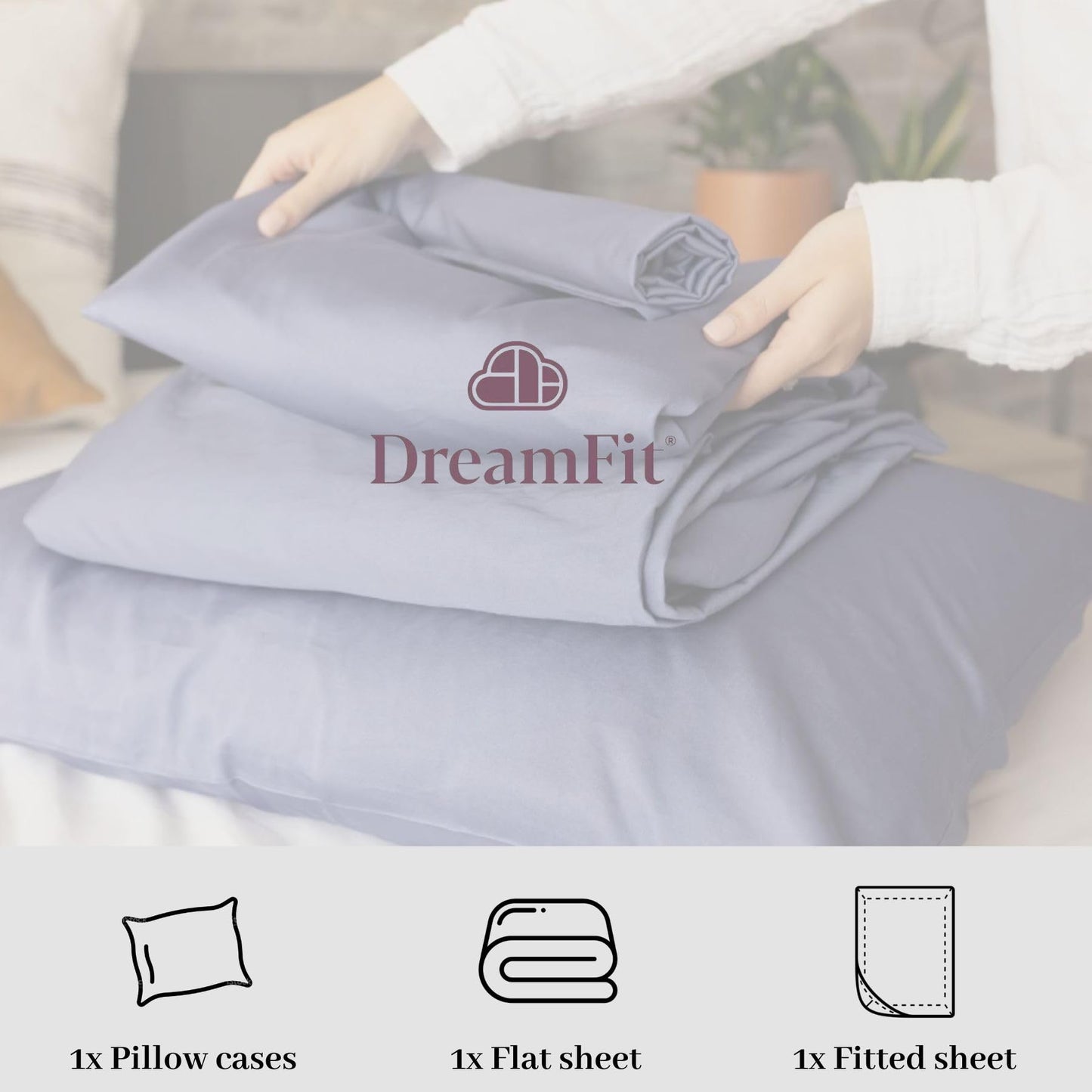 DreamFit DreamCool 100% Egyptian Cotton Cooling Bed Sheet Set