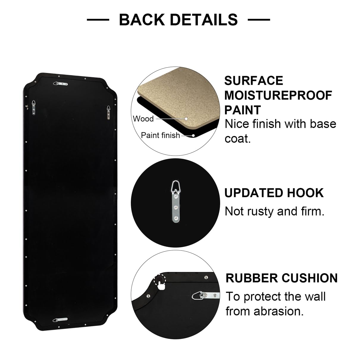 ANDY STAR Unique Rectangle Wall Mirror, 24"x32" Black Mirror, Modern Mirror with Aesthetic Scalloped Edge Design Ideal for Bathroom, Bedroom or Entryway, Thin Frame Deep 1’’