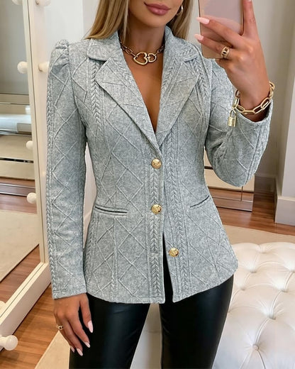 CHICME Women's Argyle Knit Blazer