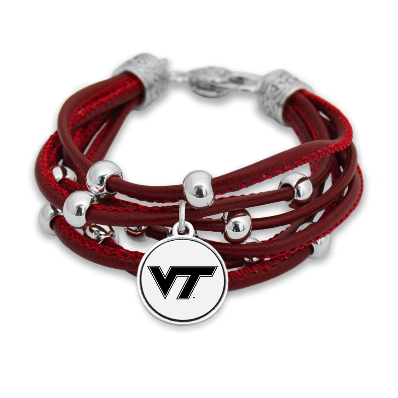FTH Leather Cord Bracelet Silver Beads 7.5 Inch Officially Licensed