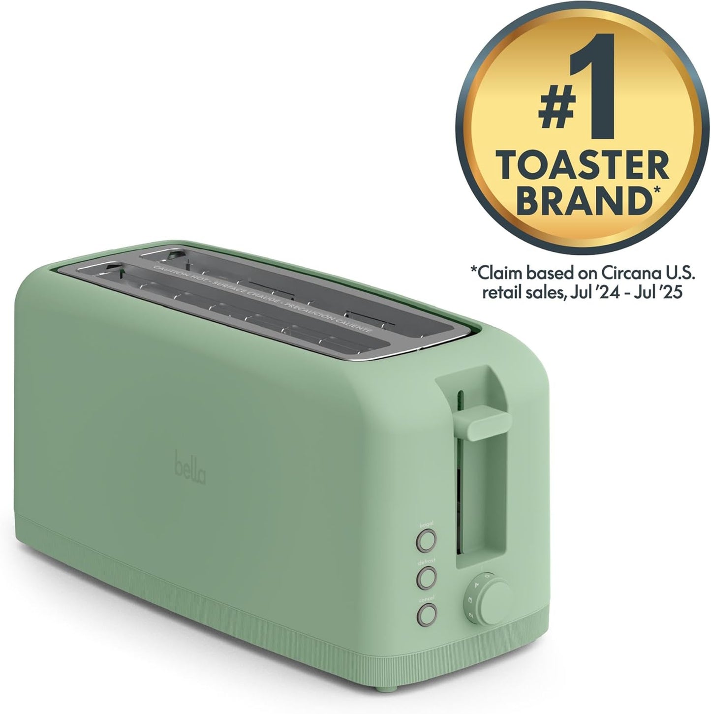 bella 2 Slice Slim Toaster, Fits-anywhere™ Kitchenware, 6 Setting Shade Control with Reheat & Cancel Buttons, Fits sourdough, 10” Long Slot, Anti Jam & Auto Shutoff, 900 Watt, Blossom
