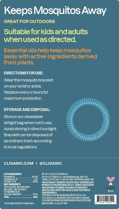 Cliganic Mosquito Repellent Bracelets for Kids & Adults, Natural, 20 Pack