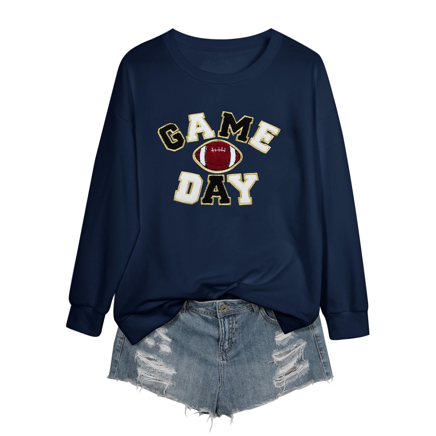 FLOYU Women Sunday Funday Sweatshirt Cute Football Graphic Pullover Game Day Weekend Tops Casual Football Season Shirt